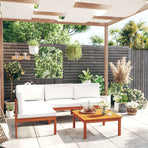 5 Piece Garden Lounge Set with Cushions Cream 63x63 cm