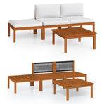 4 Piece Garden Lounge Set with Cushions Cream 63x63 cm
