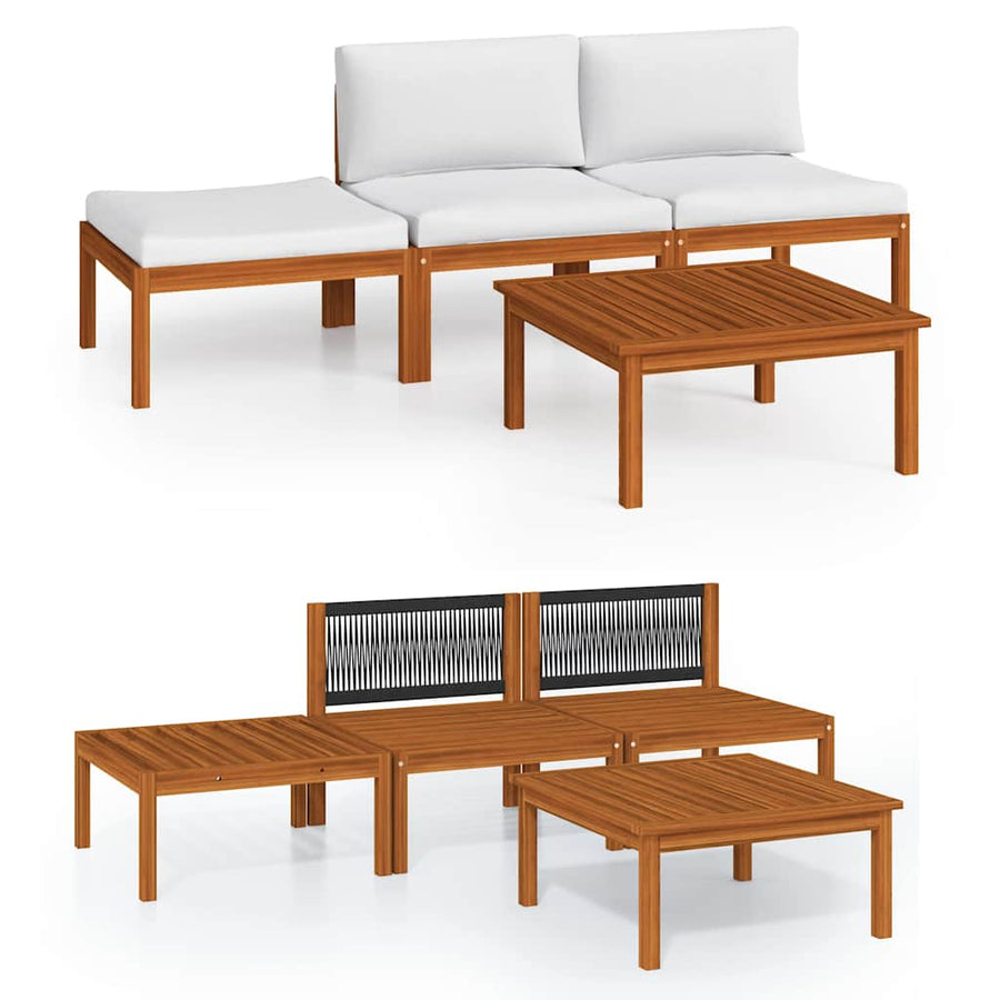 4 Piece Garden Lounge Set with Cushions Cream 63x63 cm