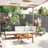4 Piece Garden Lounge Set with Cushions Cream 63x63 cm