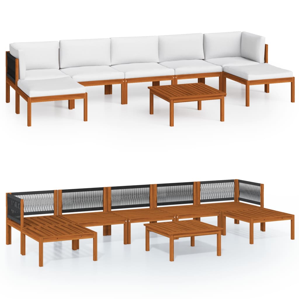 8 Piece Garden Lounge Set with Cushions Cream 63x63 cm