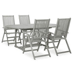 5 Piece Garden Dining Set (150-200)x100 cm Grey