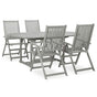 5 Piece Garden Dining Set (150-200)x100 cm Grey