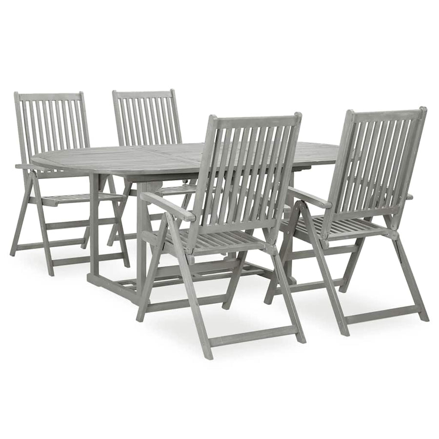 5 Piece Garden Dining Set (150-200)x100 cm Grey