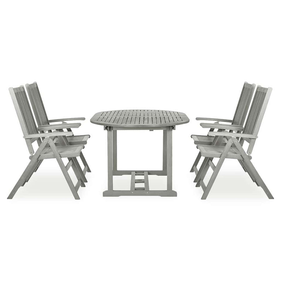 5 Piece Garden Dining Set (150-200)x100 cm Grey
