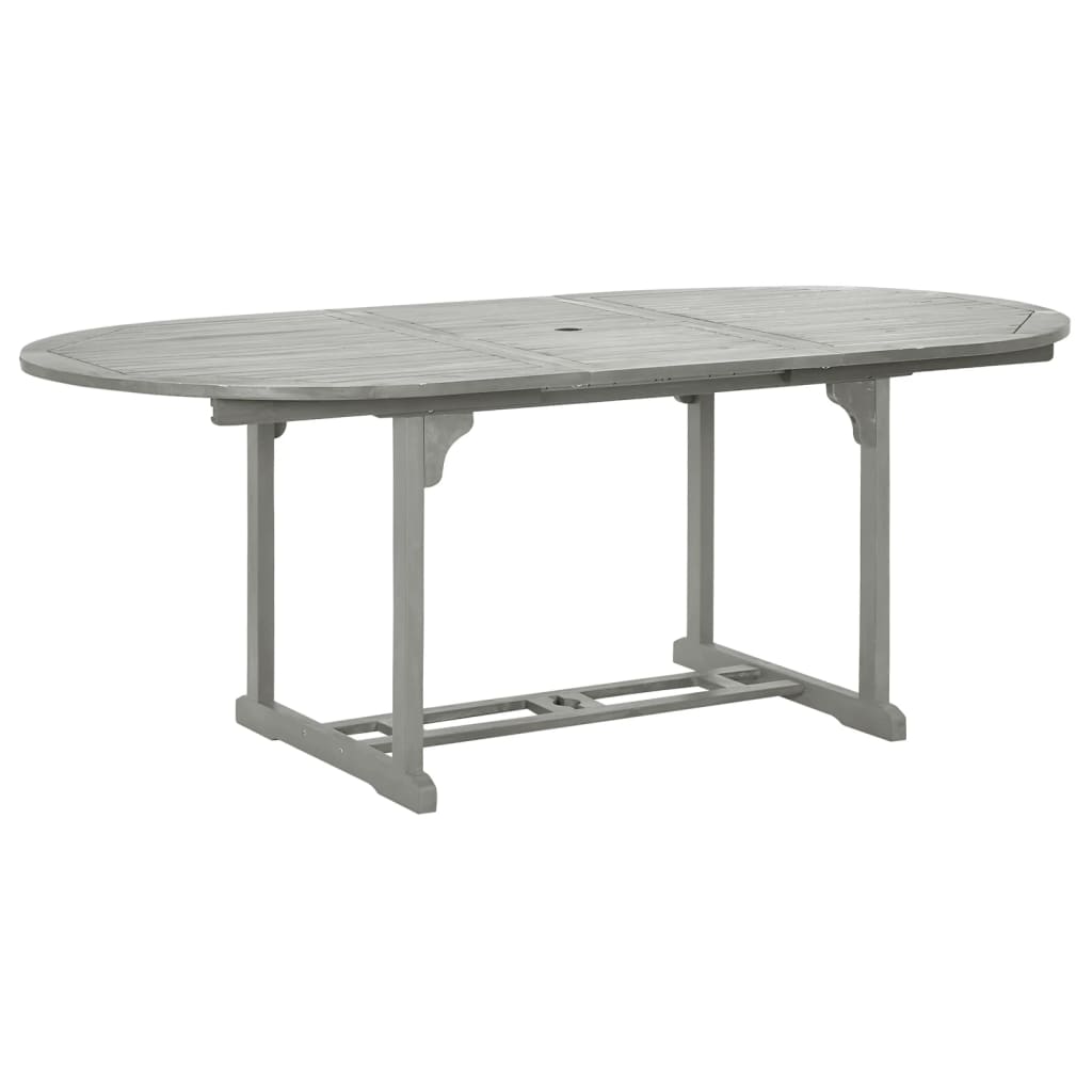 5 Piece Garden Dining Set (150-200)x100cm Solid Acacia Wood Grey