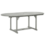5 Piece Garden Dining Set (150-200)x100cm Solid Acacia Wood Grey - Close-Up Angle
