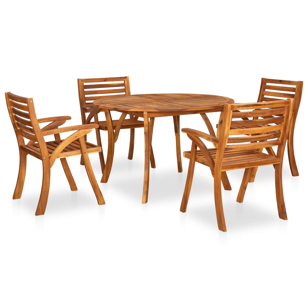 5 Piece Garden Dining Set 120x75 cm Solid Acacia Wood