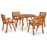 5 Piece Garden Dining Set 120x75 cm Solid Acacia Wood