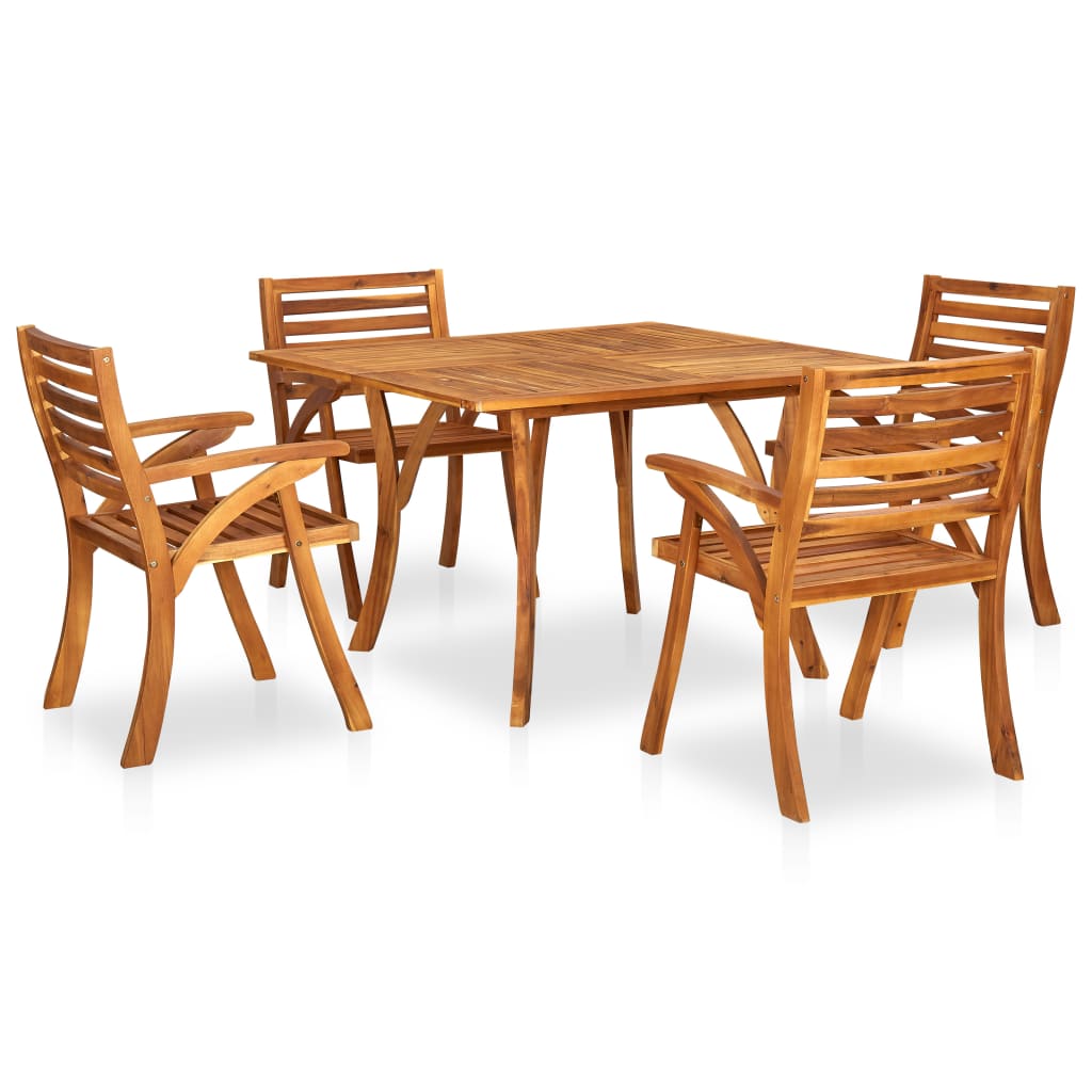 5 Piece Garden Dining Set 120x120 cm Solid Acacia Wood