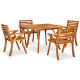 5 Piece Garden Dining Set 120x120 cm Solid Acacia Wood