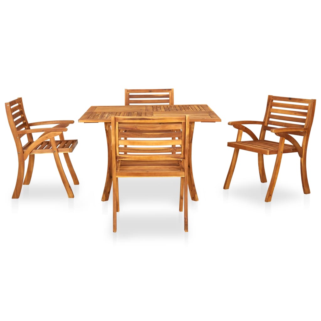5 Piece Garden Dining Set 120x120 cm Solid Acacia Wood