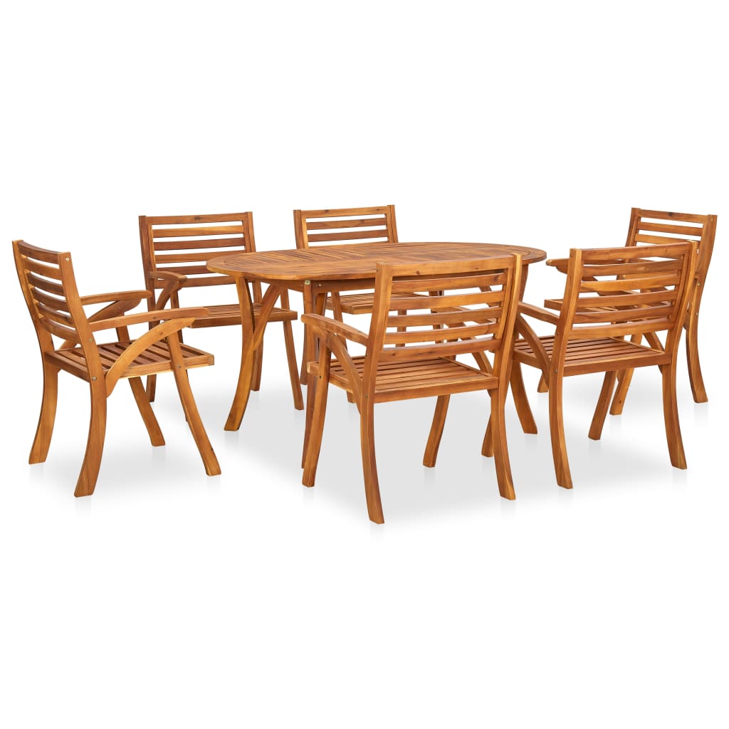 7 Piece Garden Dining Set 150x90 cm Solid Acacia Wood