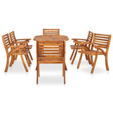 7 Piece Garden Dining Set 150x90 cm Solid Acacia Wood - Front View