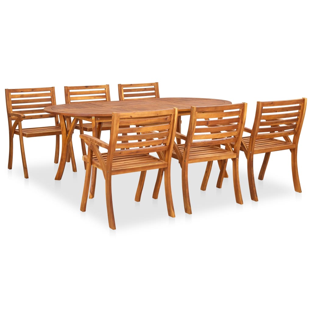 7 Piece Garden Dining Set 201x100 cm Solid Acacia Wood