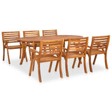 7 Piece Garden Dining Set 201x100 cm Solid Acacia Wood