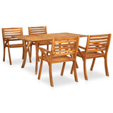 5 Piece Garden Dining Set 150x90 cm Solid Acacia Wood