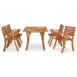 5 Piece Garden Dining Set 150x90 cm Solid Acacia Wood