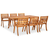 7 Piece Garden Dining Set 201.5x100 cm Solid Acacia Wood