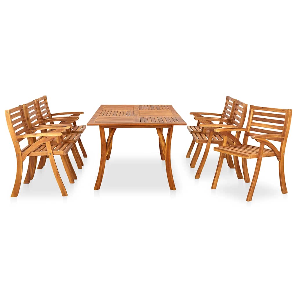 7 Piece Garden Dining Set 201.5x100 cm Solid Acacia Wood