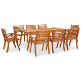 9 Piece Garden Dining Set 201.5x100 cm Solid Acacia Wood