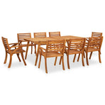 9 Piece Garden Dining Set 201.5x100 cm Solid Acacia Wood