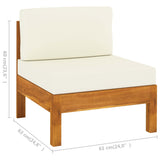 3-Seater Garden Sofa with Cream White Cushions Solid Acacia Wood - Extra Image