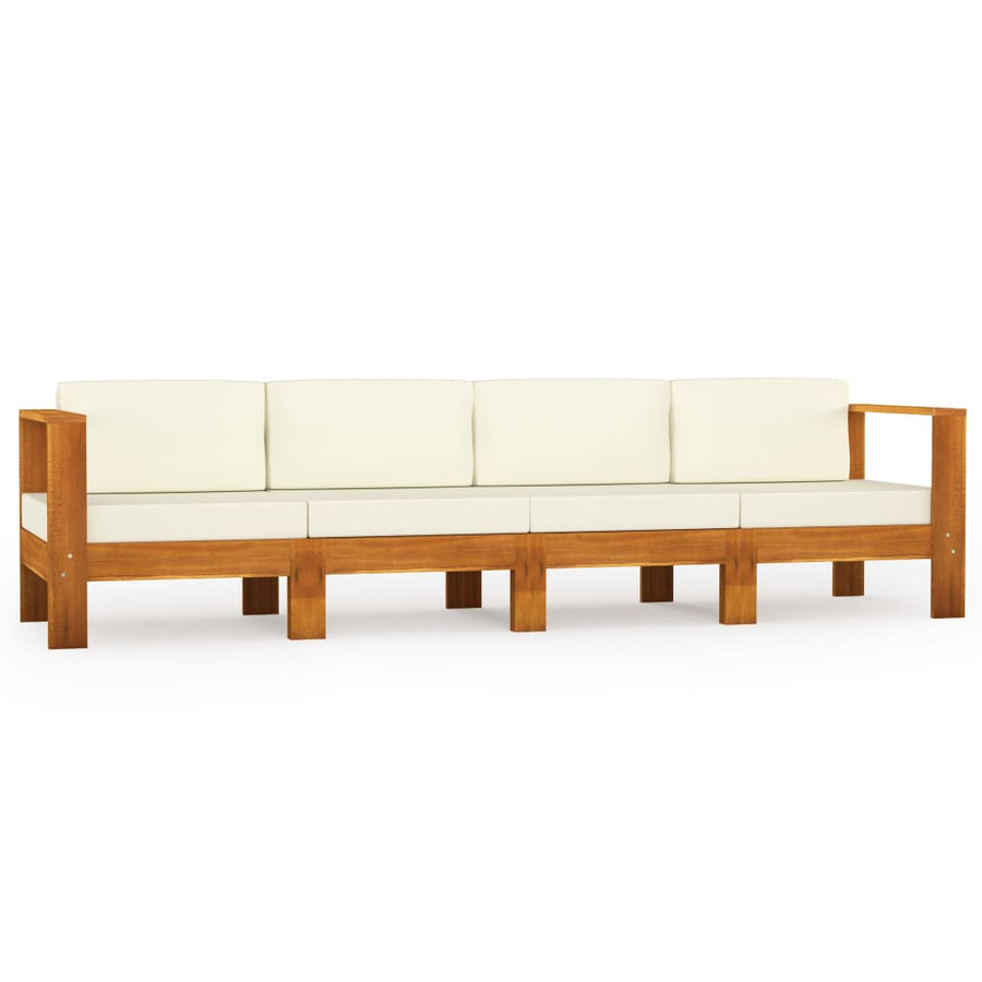 4-Seater Garden Sofa with Cream White Cushions