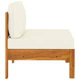 4-Seater Garden Sofa with Cream White Cushions Solid Acacia Wood - Close-Up Angle