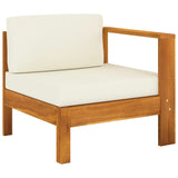 4-Seater Garden Sofa with Cream White Cushions Solid Acacia Wood - Low Angle