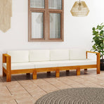 4-Seater Garden Sofa with Cream White Cushions