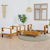 4 Piece Garden Lounge Set with Cushions 100x60 cm Acacia Wood