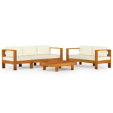 5 Piece Garden Lounge Set with Cushions 100x60 cm Acacia Wood