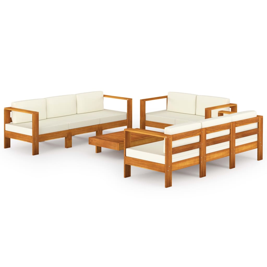 8 Piece Garden Lounge Set with Cushions 100x60 cm Acacia Wood