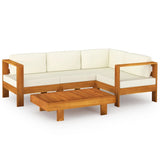 5 Piece Garden Lounge Set with Cushions 100x60 cm Acacia Wood - Front View