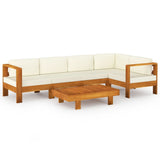 6 Piece Garden Lounge Set with Cushions 100x60 cm Acacia Wood - Front View