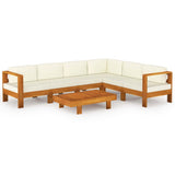 7 Piece Garden Lounge Set with Cushions 100x60 cm Acacia Wood