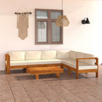 7 Piece Garden Lounge Set with Cushions 100x60 cm Acacia Wood
