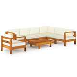 8 Piece Garden Lounge Set with Cushions 100x60 cm Acacia Wood - Front View