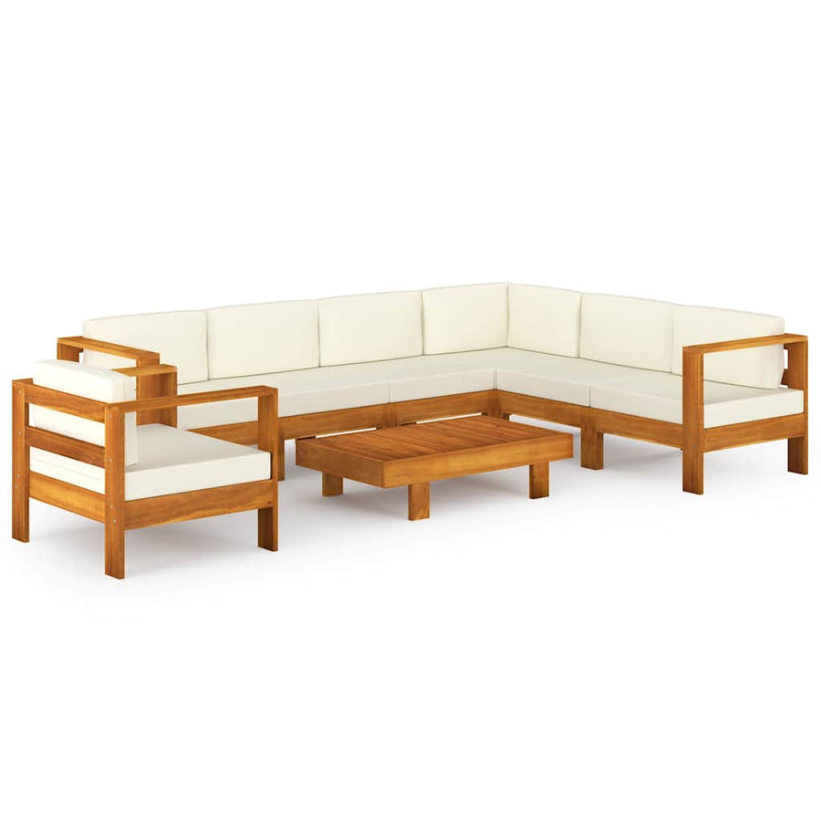 8 Piece Garden Lounge Set with Cushions 100x60 cm Acacia Wood