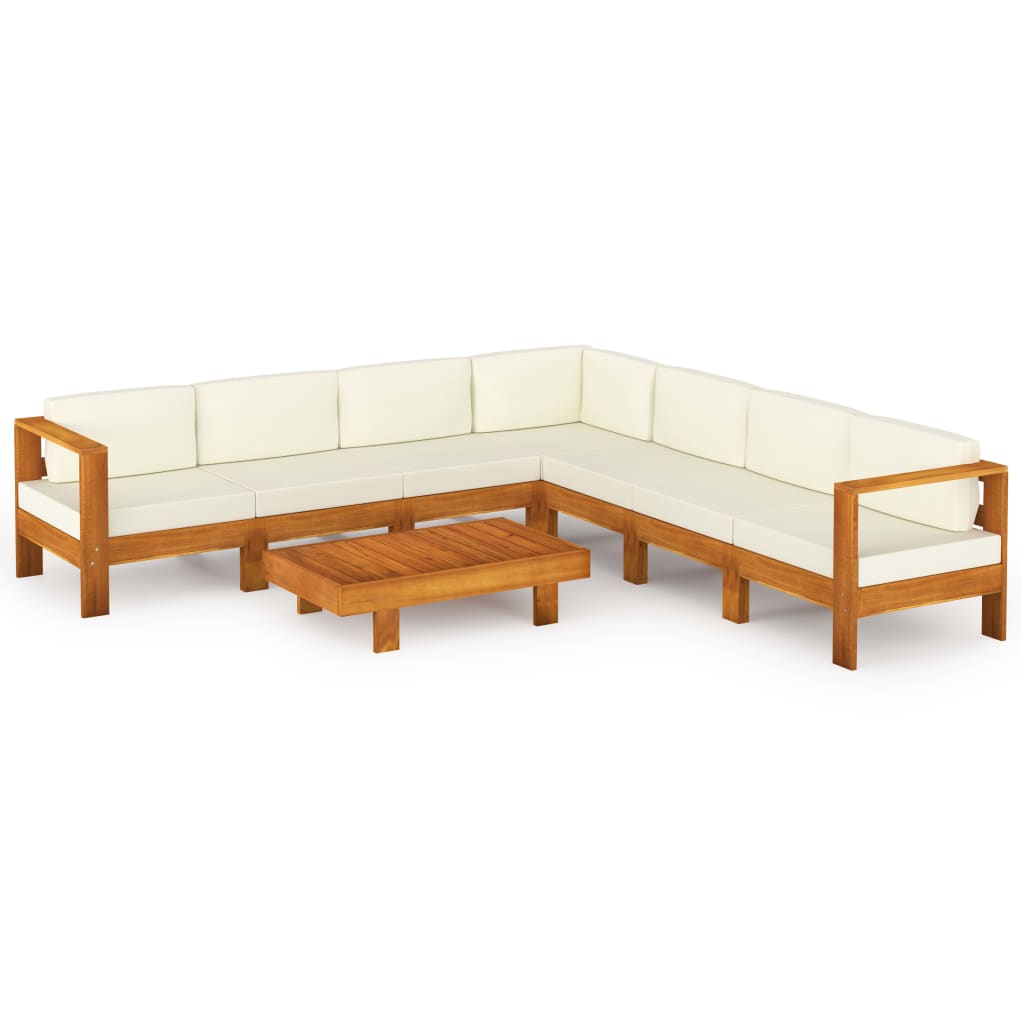 8 Piece Garden Lounge Set with Cushions 100x60 cm Acacia Wood