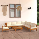 9 Piece Garden Lounge Set with Cushions 100x60 cm Acacia Wood