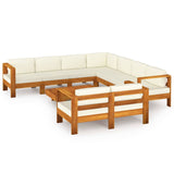 9 Piece Garden Lounge Set with Cushions 100x60 cm Acacia Wood
