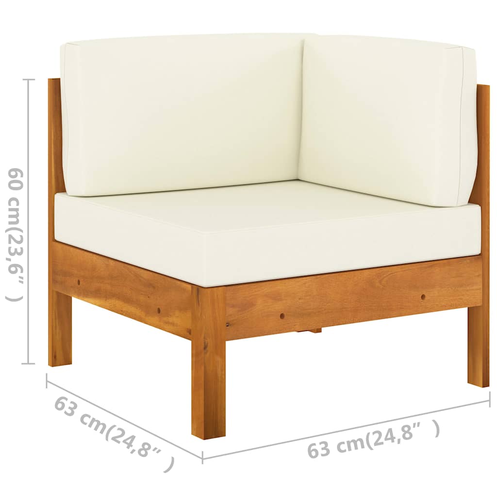 9 Piece Garden Lounge Set with Cushions 100x60 cm Acacia Wood