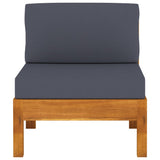 3-Seater Garden Sofa with Dark Grey Cushions Acacia Wood