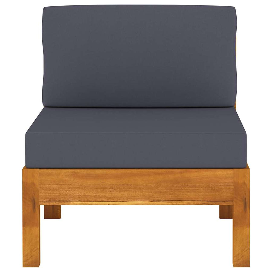 3-Seater Garden Sofa with Dark Grey Cushions Acacia Wood
