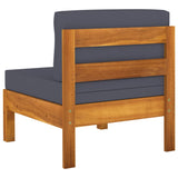 3-Seater Garden Sofa with Dark Grey Cushions Acacia Wood - 45-Degree Angle