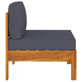 3-Seater Garden Sofa with Dark Grey Cushions Acacia Wood - Low Angle