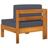 3-Seater Garden Sofa with Dark Grey Cushions Acacia Wood