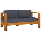 4 Piece Garden Lounge Set with Dark Grey Cushions Acacia Wood